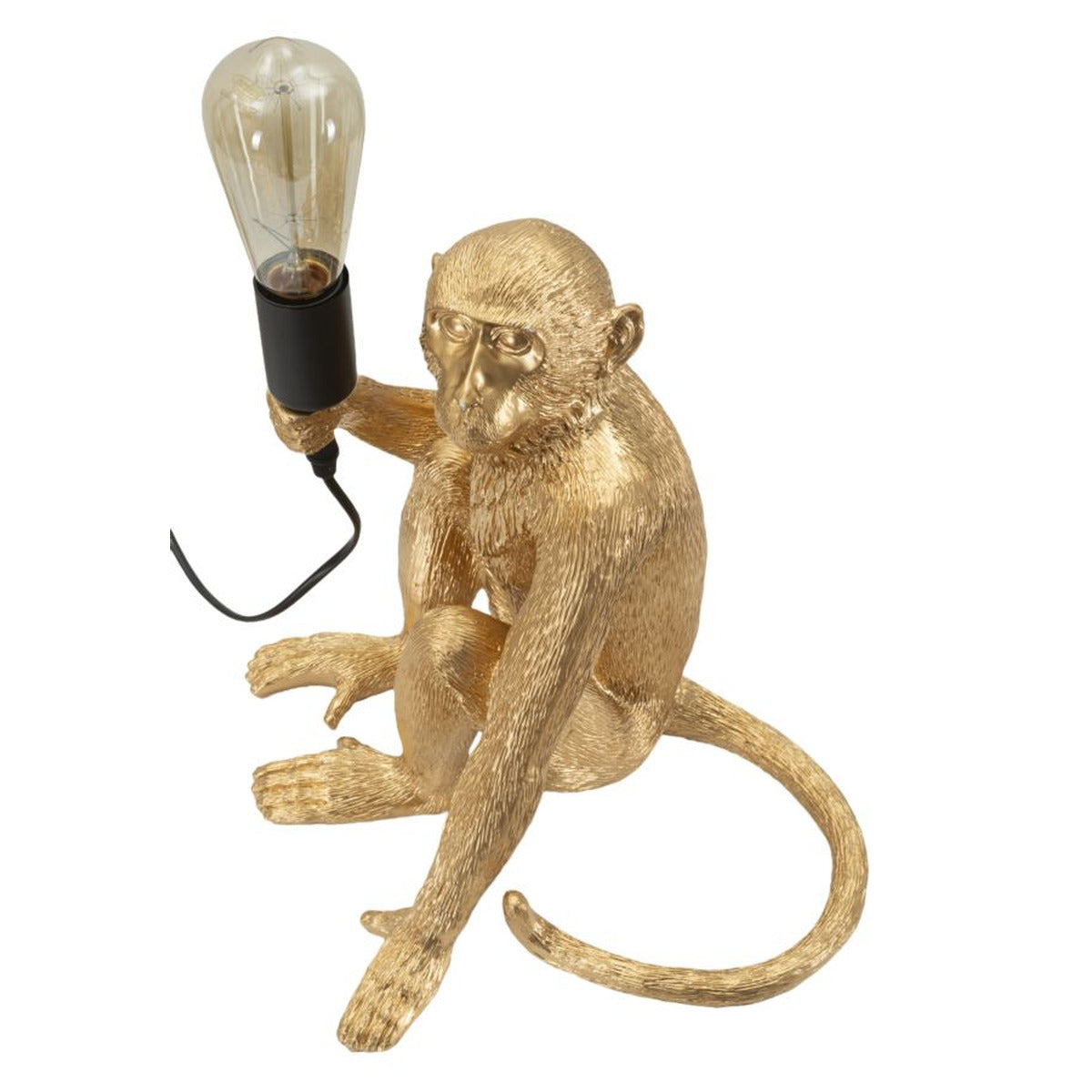 Lampada Tavolo Monkey Seduta Oro in Poliresina 32x33x32cm