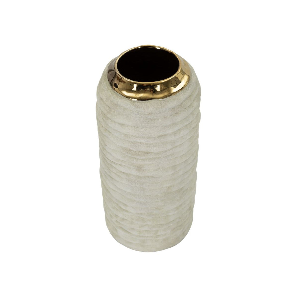 Vaso Lima in Ceramica Ø14 x H30 cm Grigio/Oro