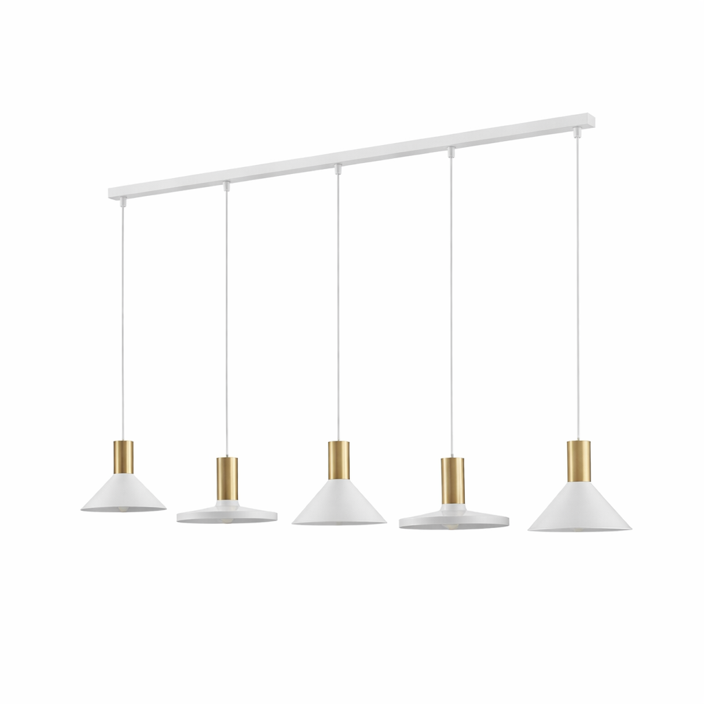 Lampada a Sospensione Lineare Hermanos 5 luci Bianco Ottone