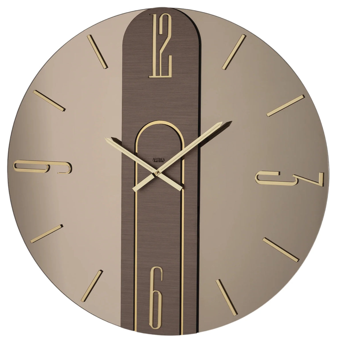 Orologio da Parete Atene/B Ø80 cm in Vetro Specchiato Bronzo con Dettagli Dorati