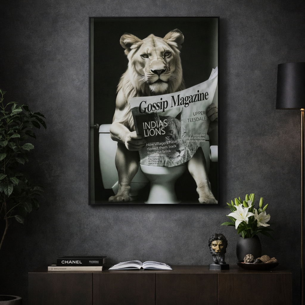 Quadro Decorativo Leone Bath Tiger Ironico “Gossip” 60×80 cm