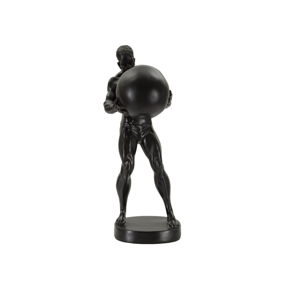 Statua Decorativa Atlante Nera 18,5x20,5x43,5 cm Uomo Atletico con Sfera