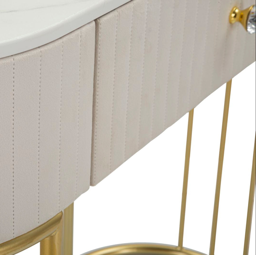 Consolle Montpellier Crema e Oro 100x40x75 cm con Cassetto