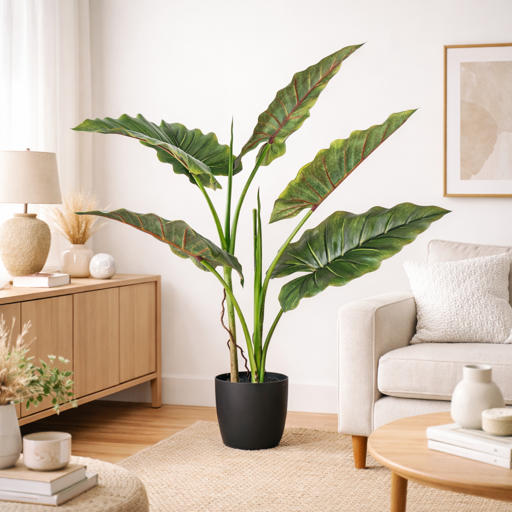 Pianta artificiale Dieffenbachia 7 foglie H 78 cm