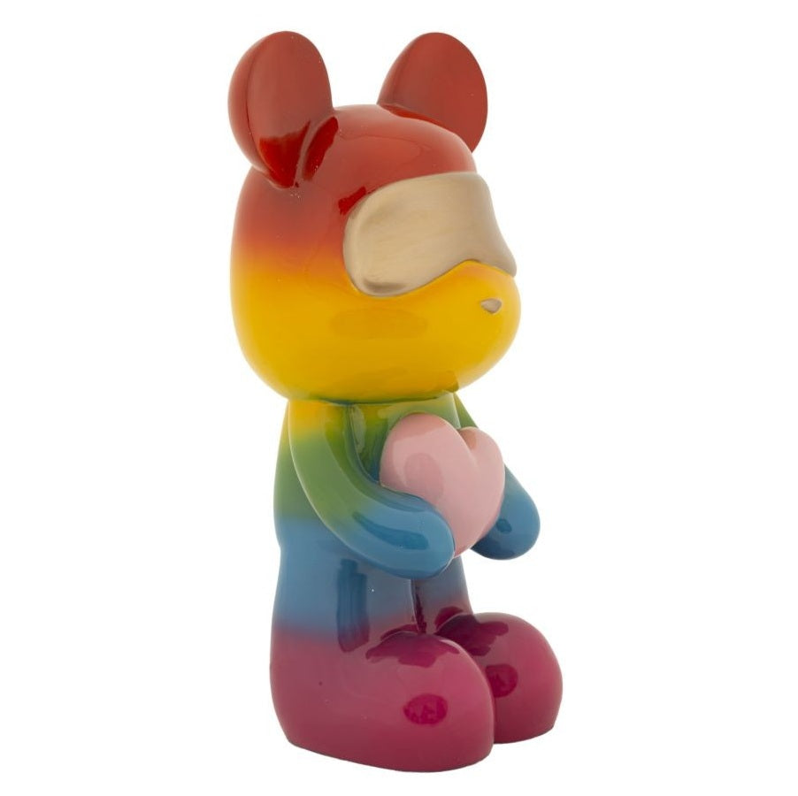 Orsetto Rainbow in Piedi 22,5x17,5x42,5 cm Scultura Decorativa Multicolore