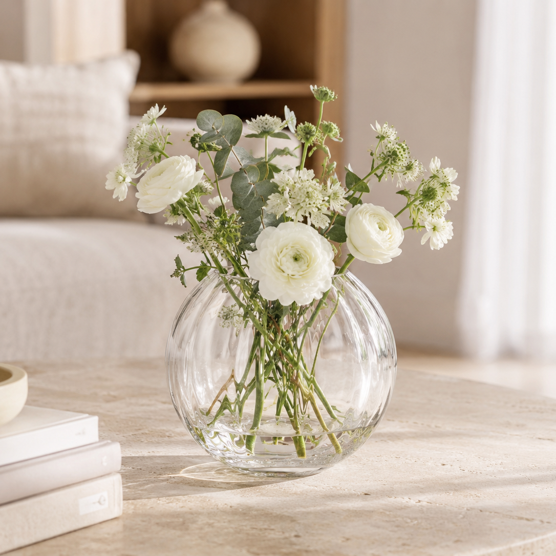 Vaso Decorativo Sferico Sfera Nida Optic In Vetro