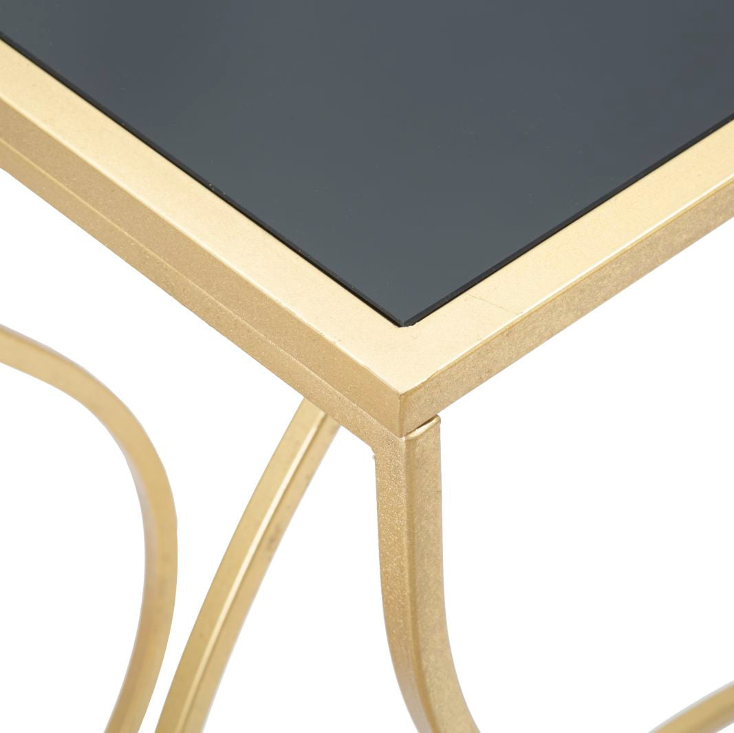 Console Sunshine Oro e Nero Mauro Ferretti 130x40x75 cm Metallo e Vetro Temprato