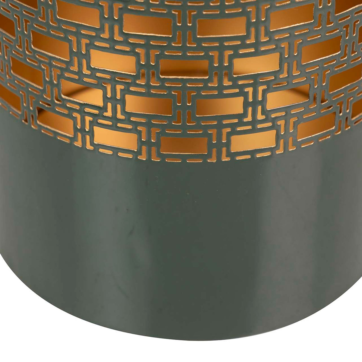 Portaombrelli in Metallo Nero e Oro H45 cm con Decorazione Traforata