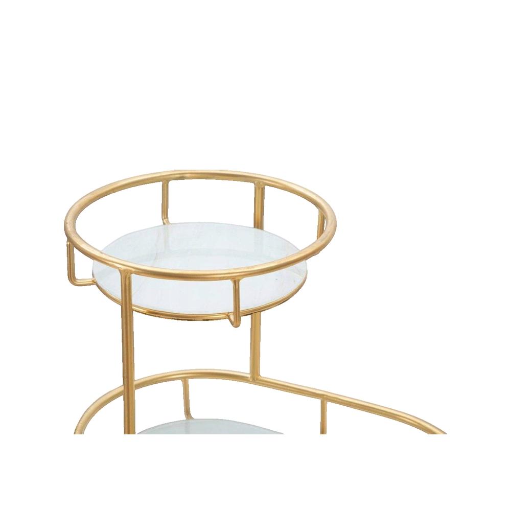 Svuotatasche 2 Levels Oro 36x22,5x27 cm in Ferro e Vetro a Specchio