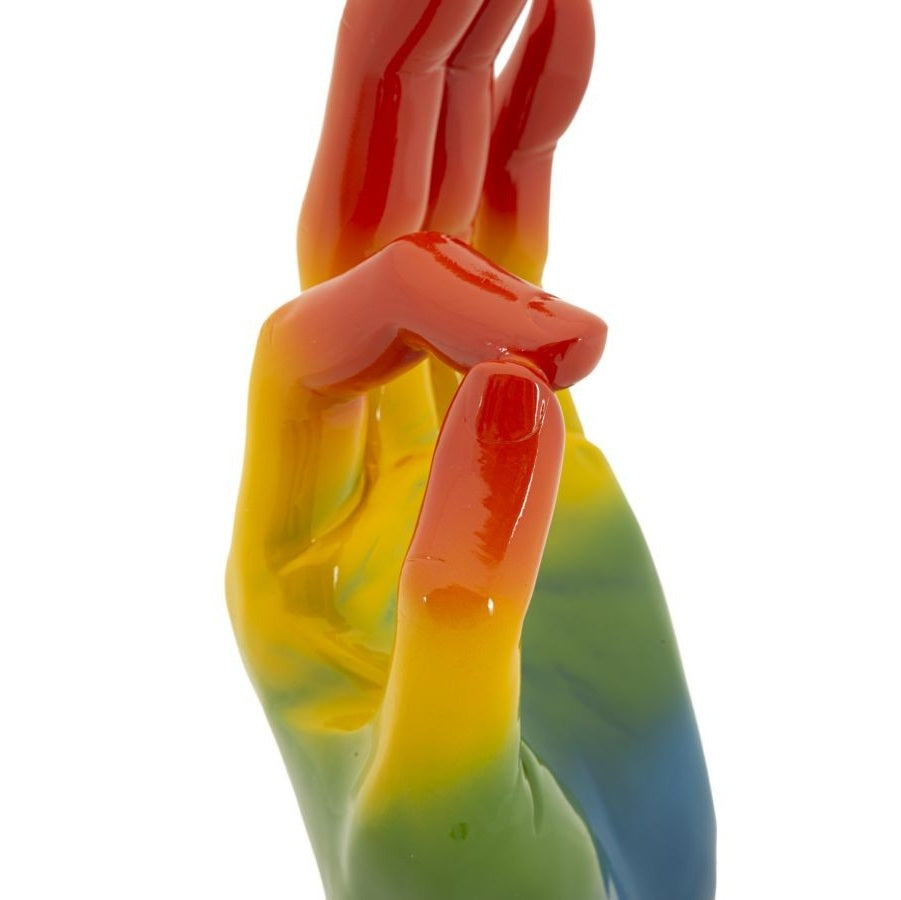 Mano Rainbow OK 16x10,5x36 cm Scultura Decorativa Multicolore in Poliresina