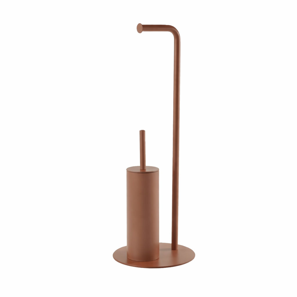 Piantana Bagno Portascopino e Portarotolo Taki in Acciaio Design Moderno