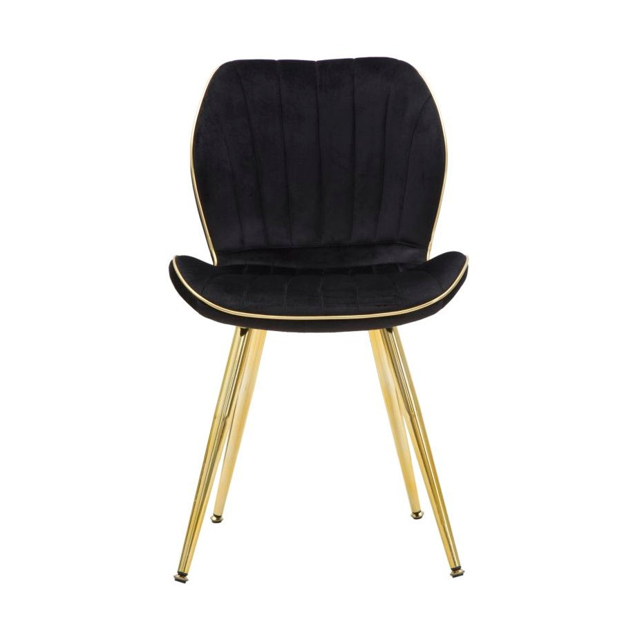 Set 2 Sedie Paris Space Nero e Oro 46x58x77 cm in Velluto Sintetico