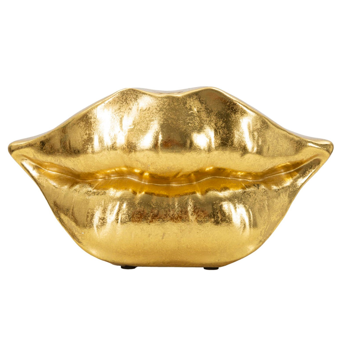 Vaso Decorativo Labbra Mouth Lip Oro in Resina 23 x 8 x H12 cm
