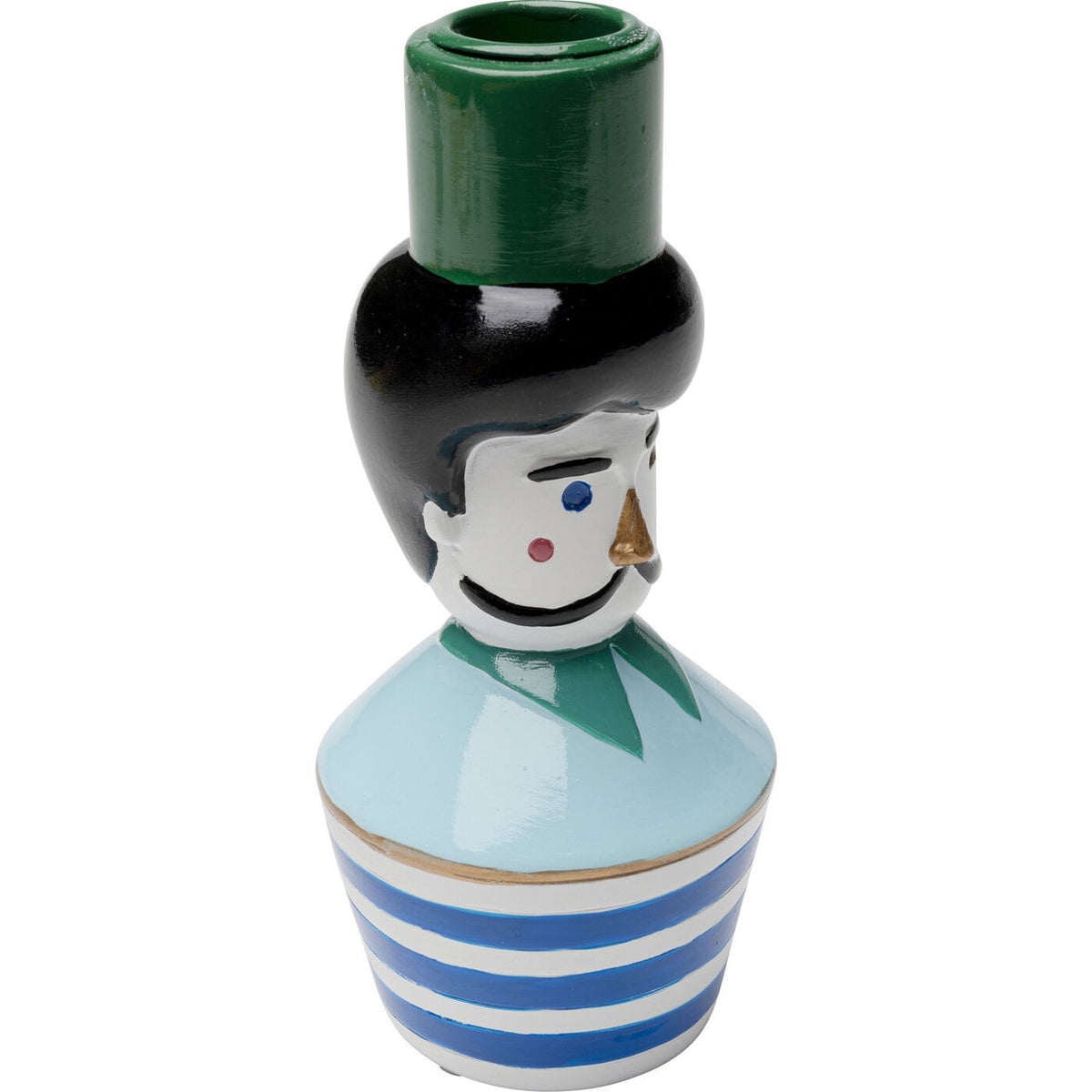 Portacandela Decorativo Marinaio Monsieur Mustache 16cm In Poliresina