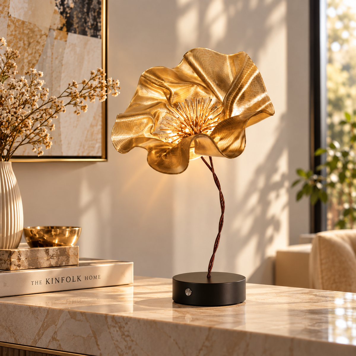 Lampada da Tavolo LaFleur Battery Velvet Fiore Oro Slamp