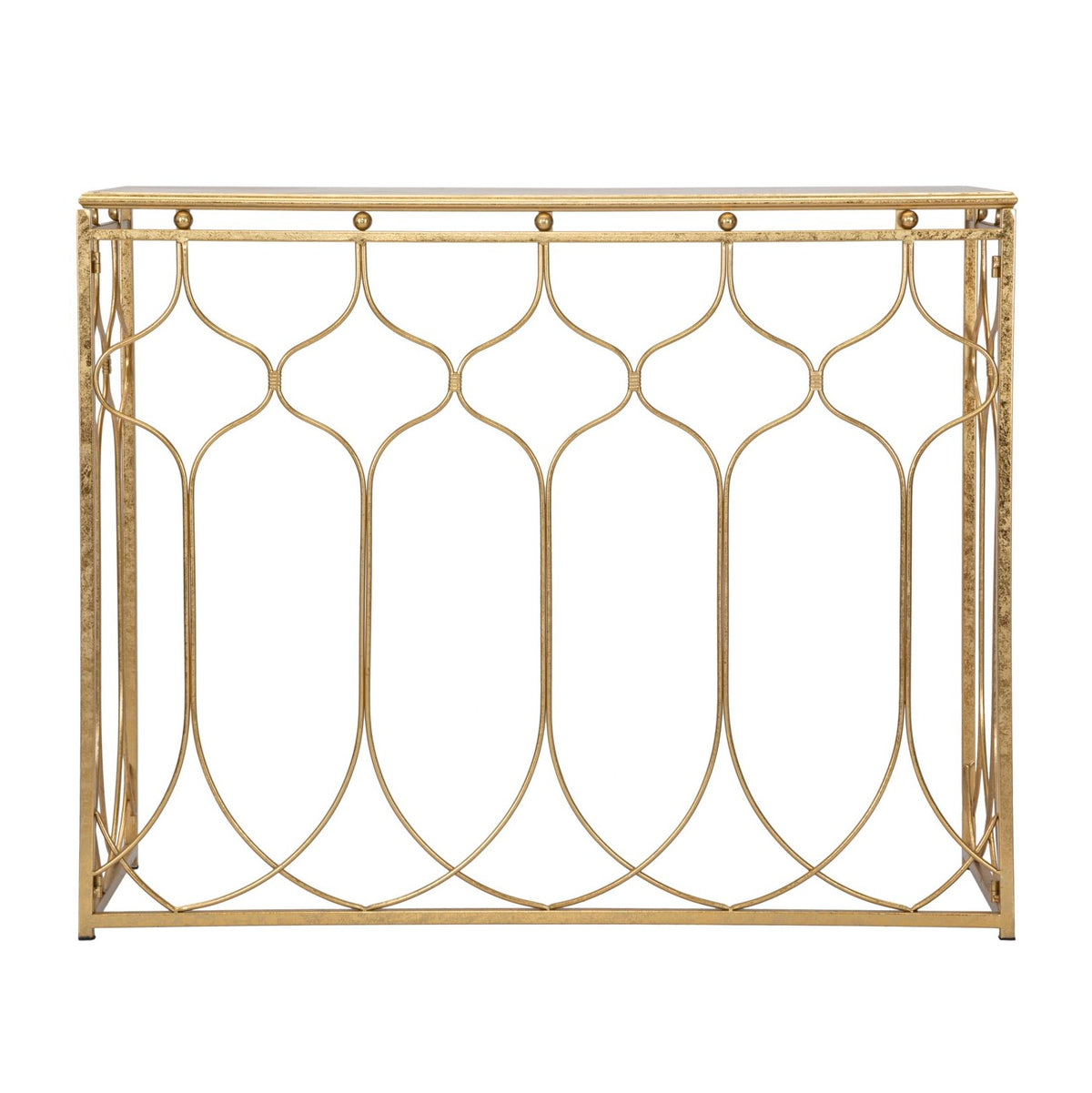 Consolle Arab Oro 96,5x41x78 cm Console in Metallo Dorato con Design Arabeggiante