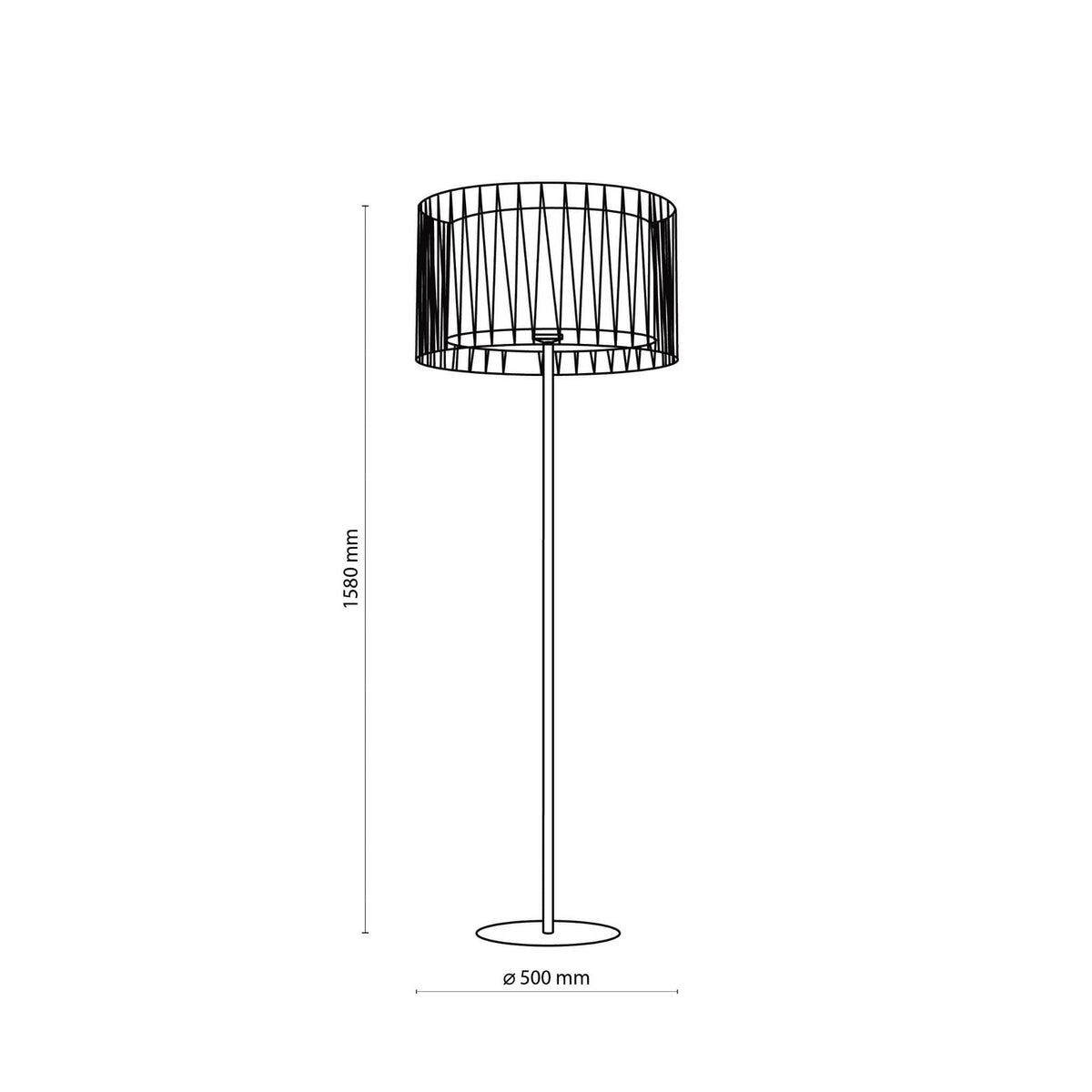 Lampada Piantana da Terra Harmony Nera H158 cm Paralume in Filo Metallico E27