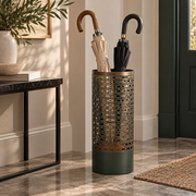 Portaombrelli in Metallo Nero e Oro H45 cm con Decorazione Traforata