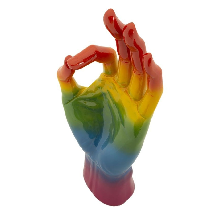 Mano Rainbow OK 16x10,5x36 cm Scultura Decorativa Multicolore in Poliresina
