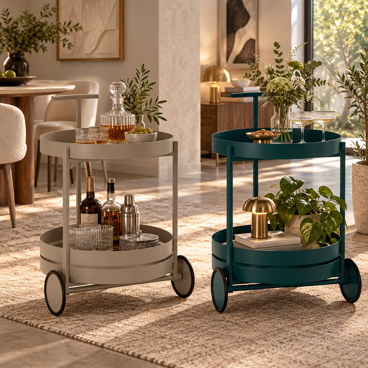 Carrello Saturno 40x49,5x61 cm in Metallo – Tortora e Ottanio
