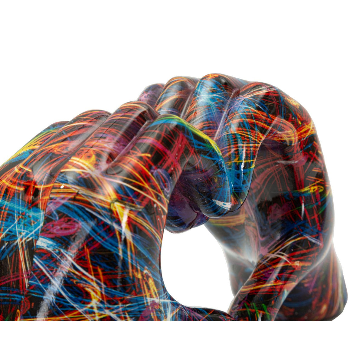 Scultura Lover Psyco Multicolore 25 cm in Resina Mani a Cuore Design Pop