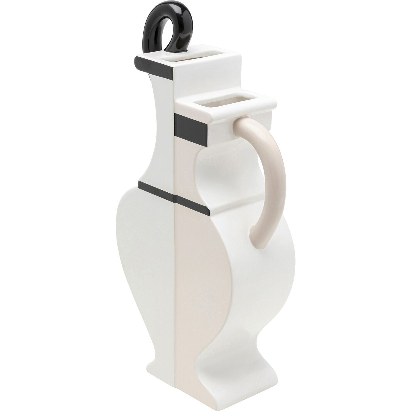 Vaso Decorativo Perfect Match Bicolore Bianco e Nero Linee Scultoree 35cm