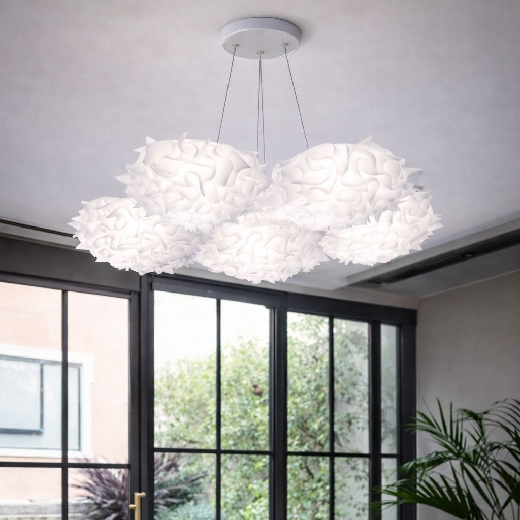 Lampadario a Sospensione Veli 7 Nuvola Scultorea Bianca 130cm