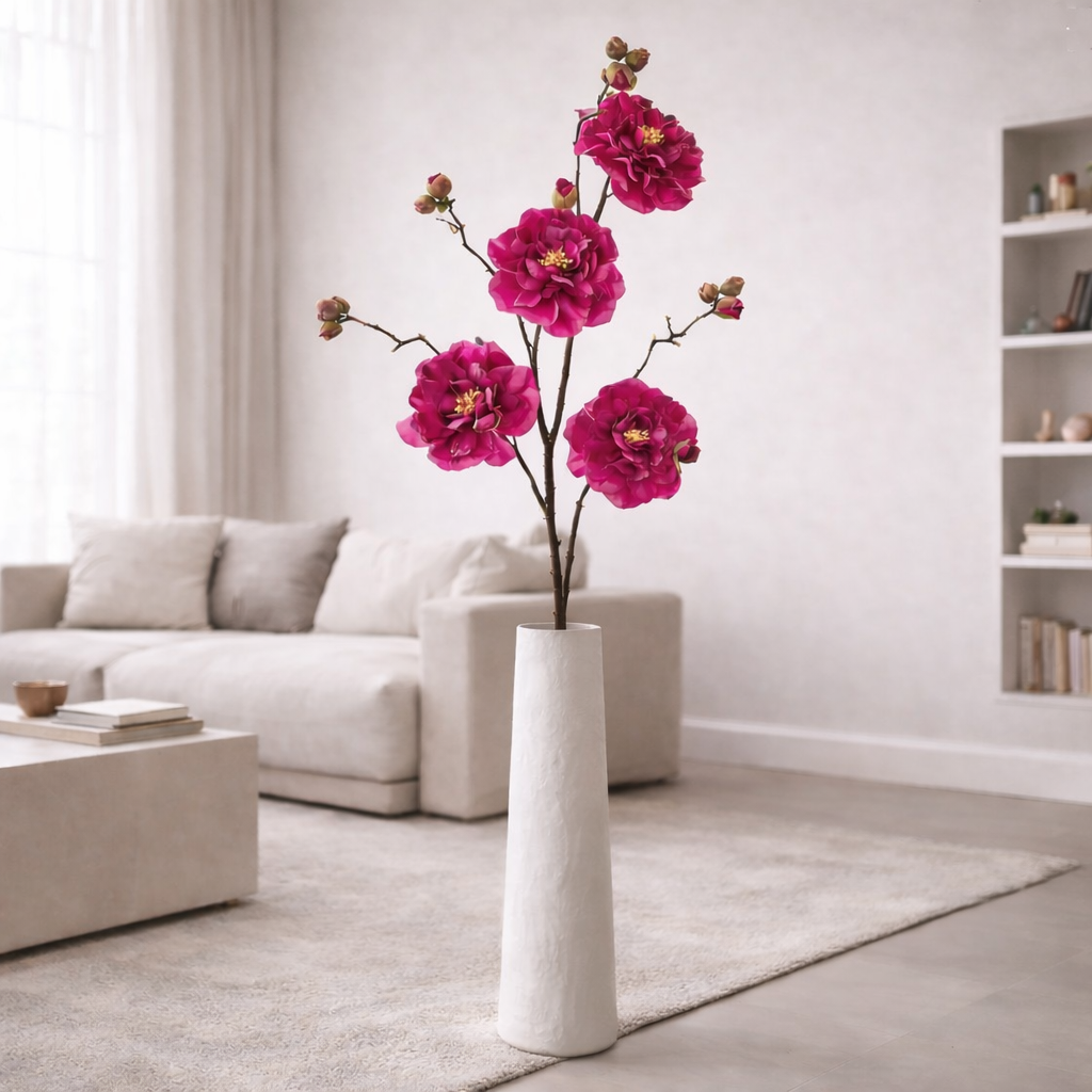 Ramo Camelia Artificiale Jumbo Fucsia con Boccioli H100 cm 4 Fiori