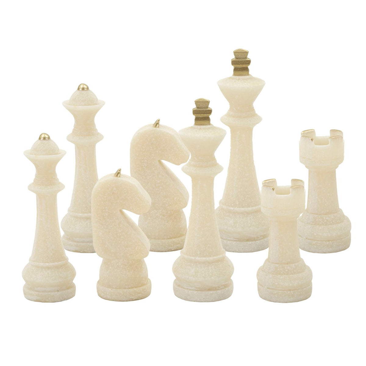 Set Scacchi Quarzy 8 Pezzi Bianco e Oro in Poliresina Statuette Decorative