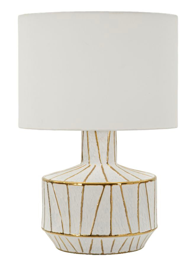 Lampada da Tavolo Tangeri Ø40x60 cm in Ceramica Bianca e Oro