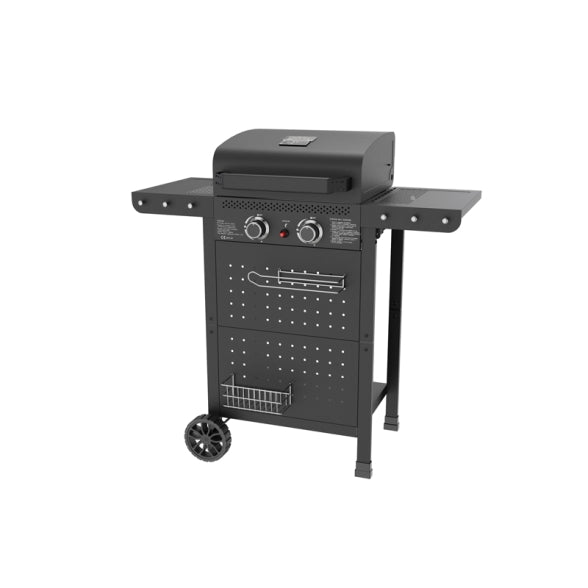 Barbecue a Gas 2 Fuochi HOT 2 con Griglia in Ghisa e Ripiani Pieghevoli