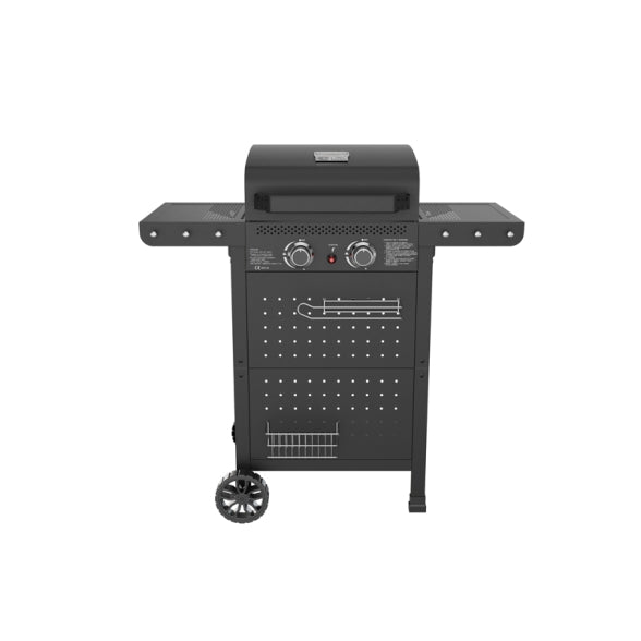 Barbecue a Gas 2 Fuochi HOT 2 con Griglia in Ghisa e Ripiani Pieghevoli