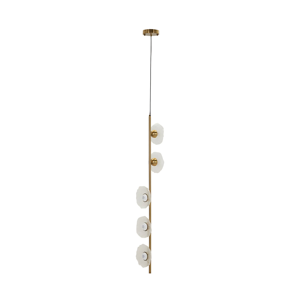 Lampadario Emily Verticale 5 Luci Oro e Vetro Trasparente 15x16x110 cm