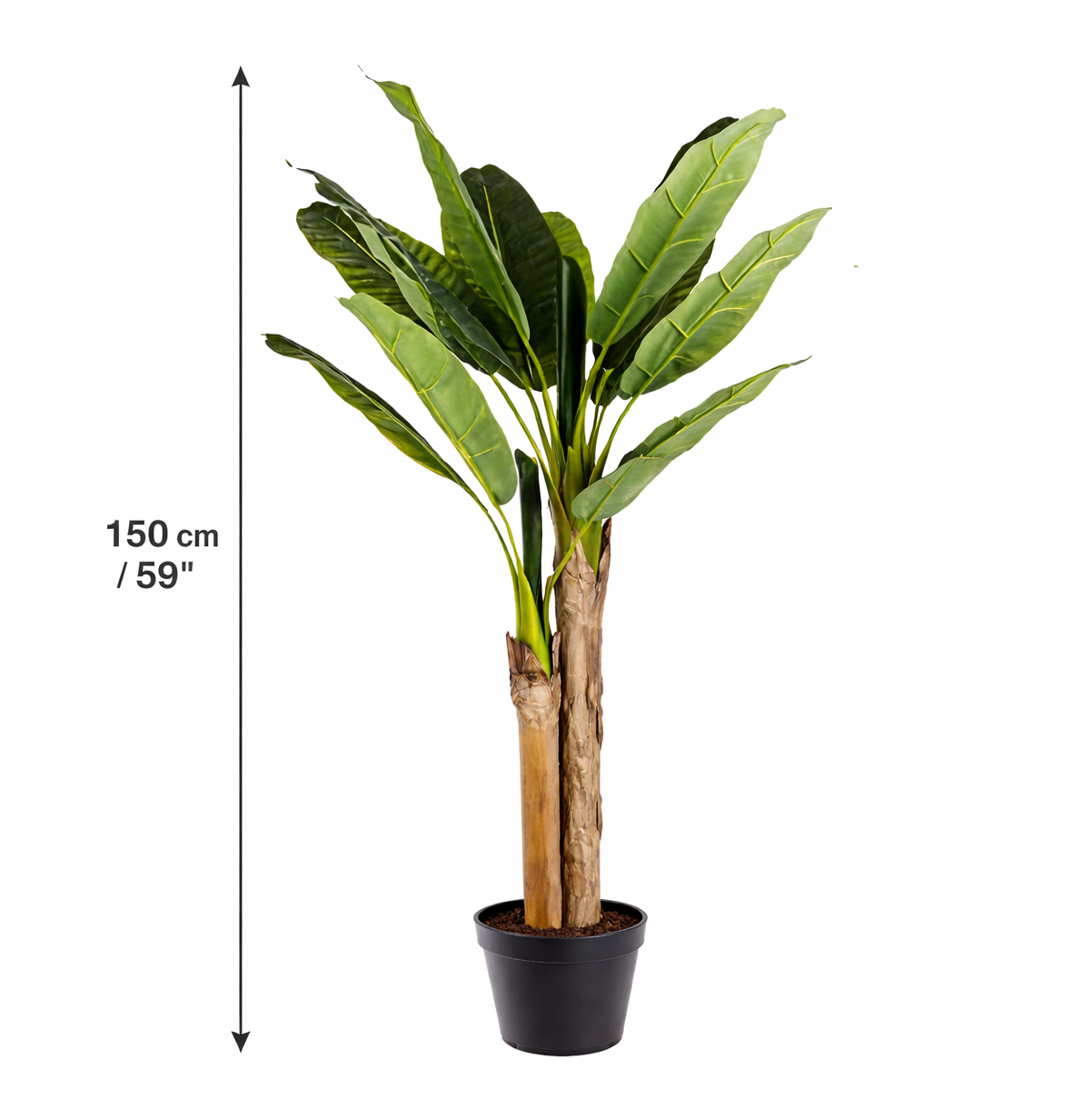 Pianta Banano Artificiale 135 cm con Vaso 14 Foglie Decorativa da Interno
