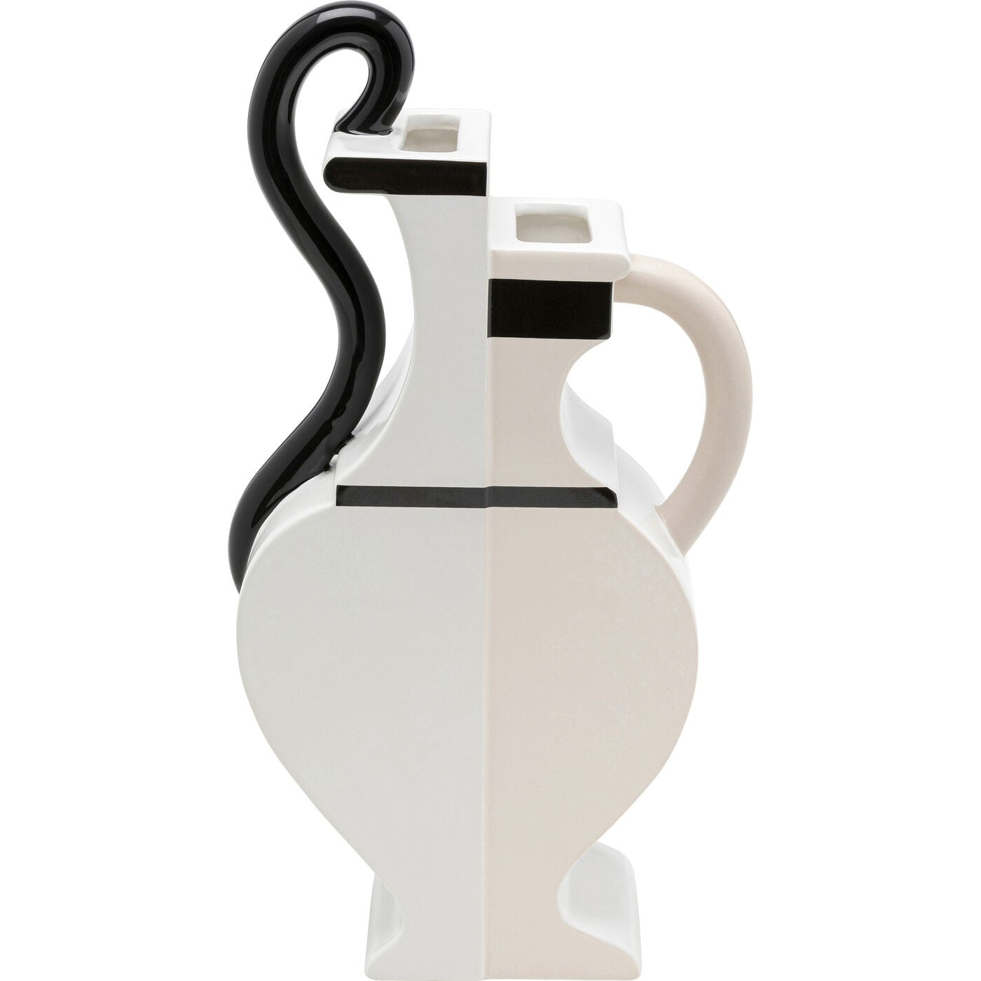 Vaso Decorativo Perfect Match Bicolore Bianco e Nero Linee Scultoree 35cm