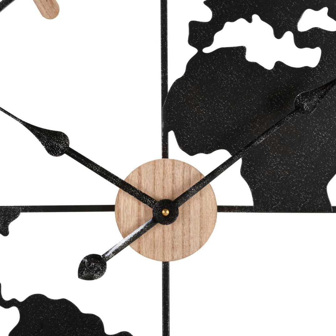 Orologio da Muro World New Ø 60 cm in Ferro e Legno con Planisfero