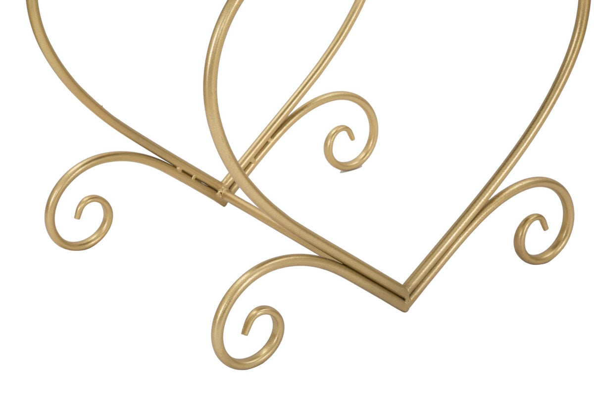 Sgabello Heart Crema 50x37,5x51,5 cm con Struttura Dorata