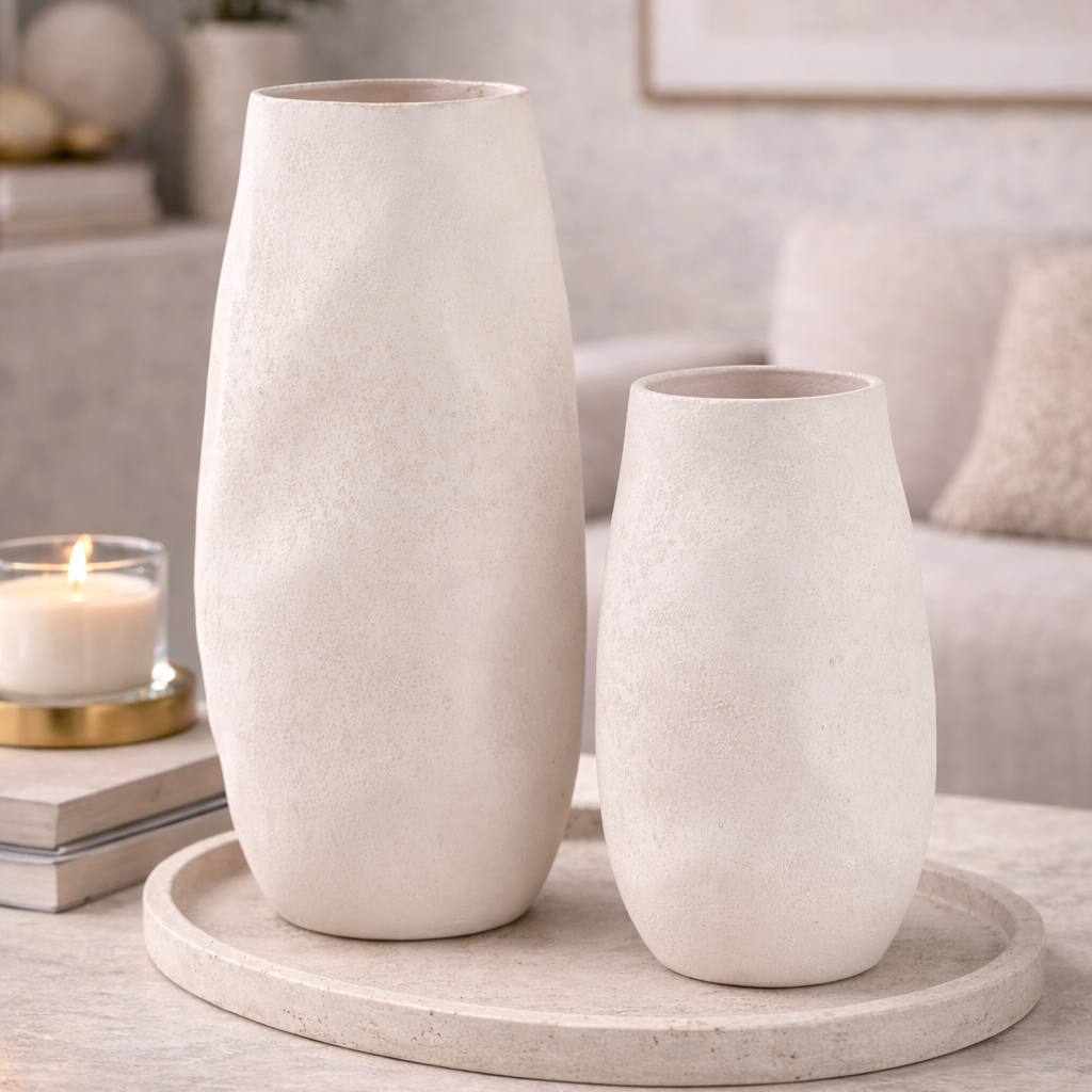 Vaso Decorativo Bianco Opaco In Ceramica