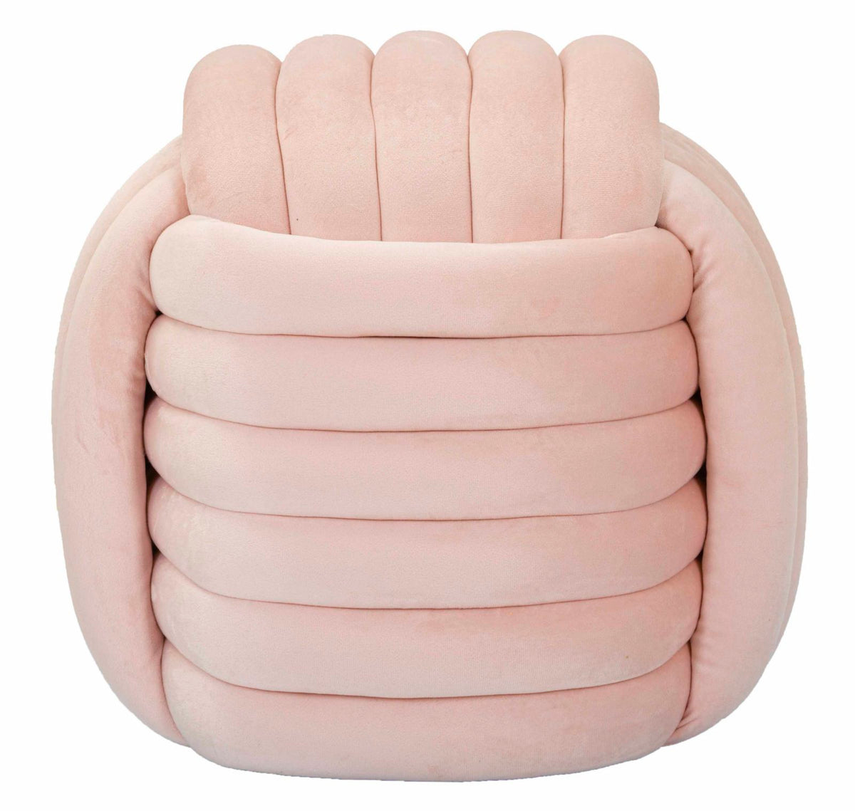 Pouf Annodato in Velluto Rosa 45 x 45 cm Seduta Decorativa Morbida