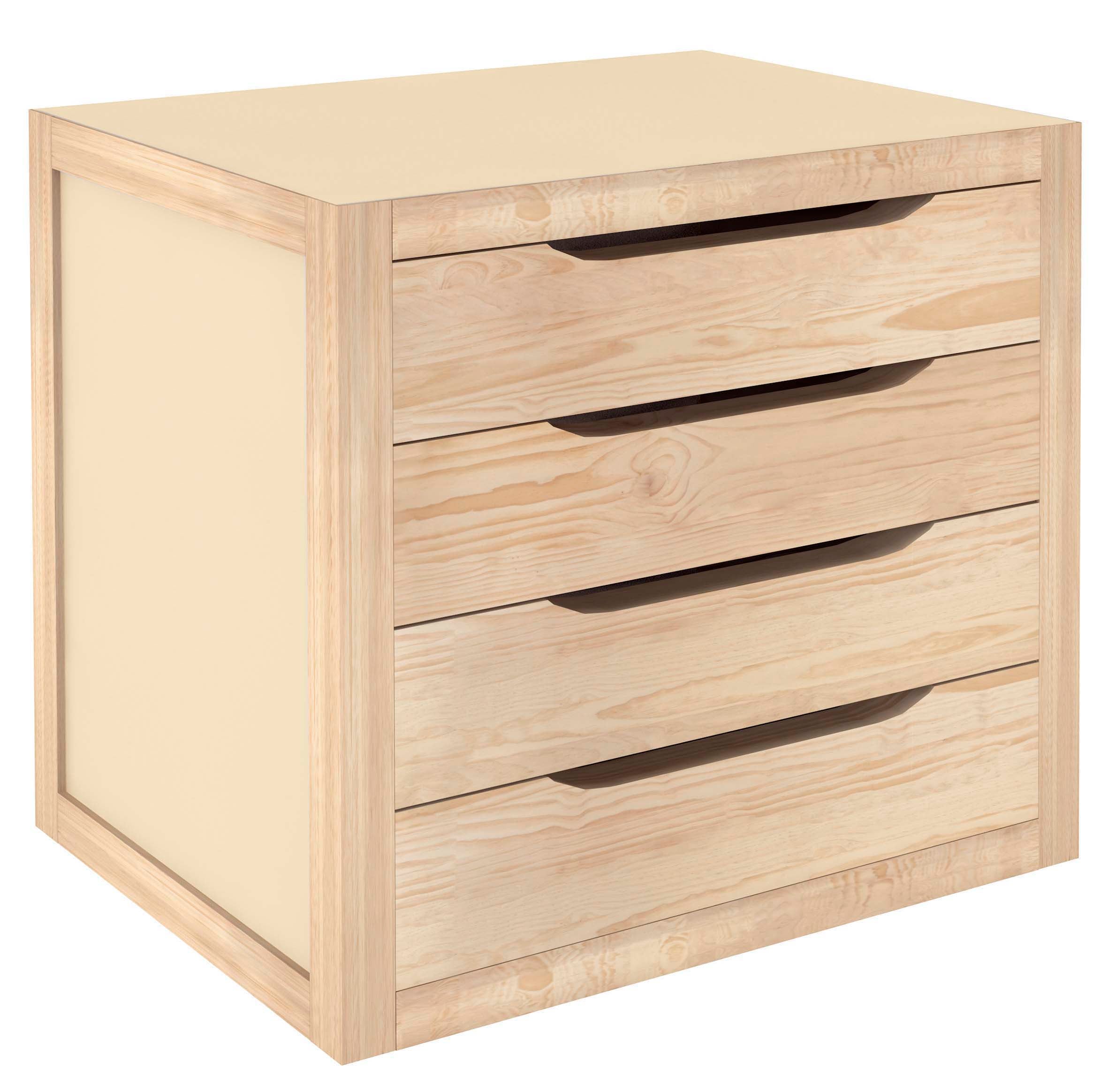 Cassettiera in Legno 4 Cassetti 39x30xH37,5 cm Naturale