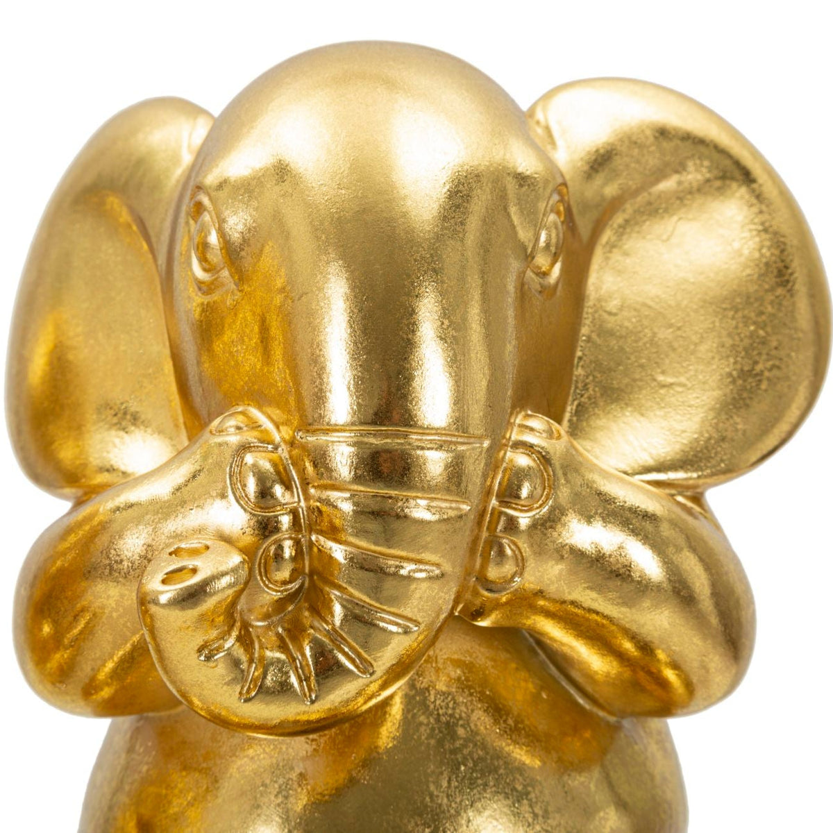 Set 3 Elefanti Oro Non Vedo Non Sento Non Parlo in Resina Ø15,5 x H20,5 cm