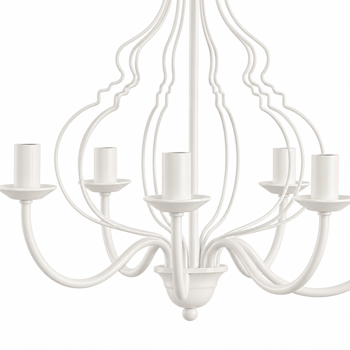Lampadario Margaret Bianco Shabby Chic 5 Luci E14 con Altezza Regolabile