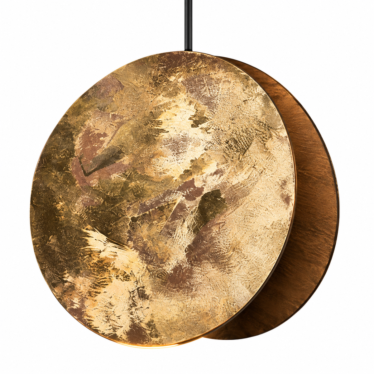 Lampadario a Sospensione Wheel Ruota Oro e Nero Ø30 cm H137 cm