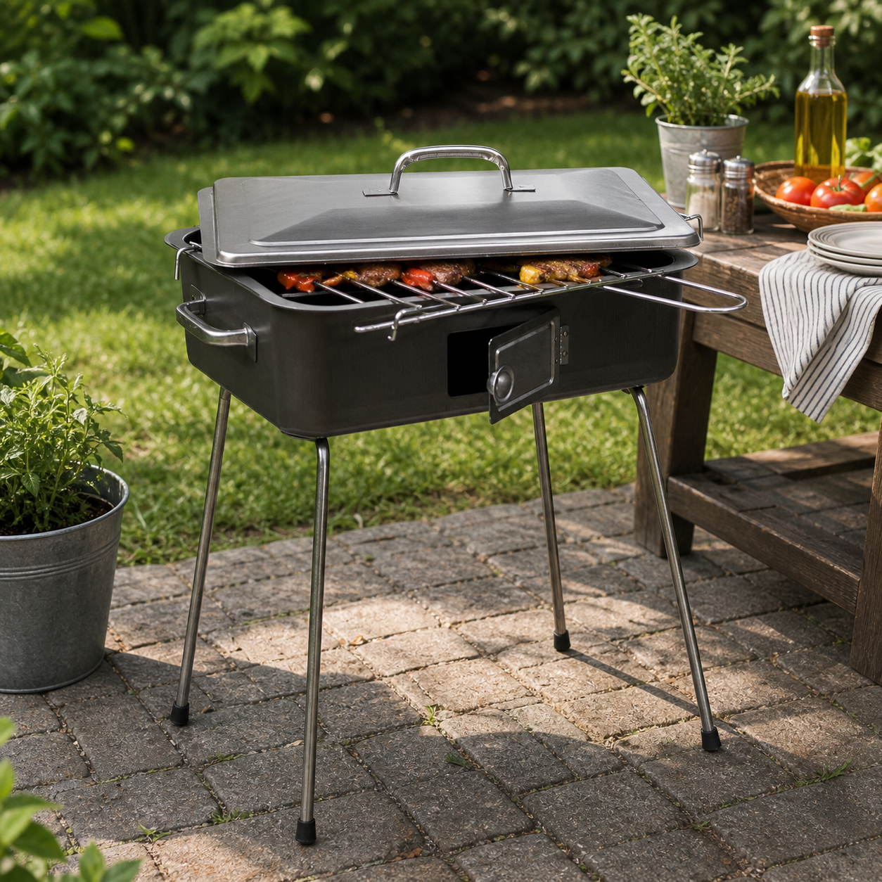 Barbecue Fornacella in Lamiera 27x37 cm con Coperchio
