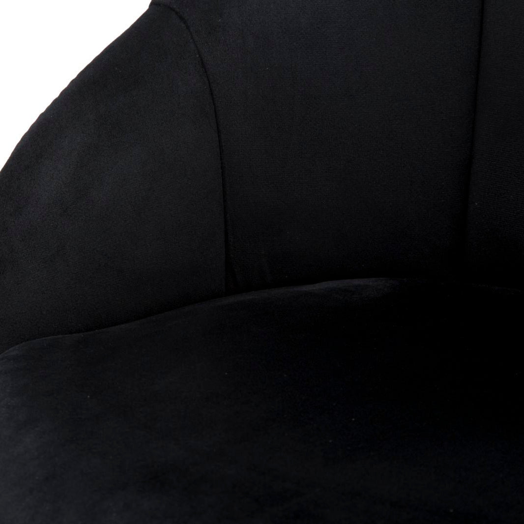 Sgabello Bar Prague Nero in Velluto 104 cm con Gambe Nere e Dettagli Oro