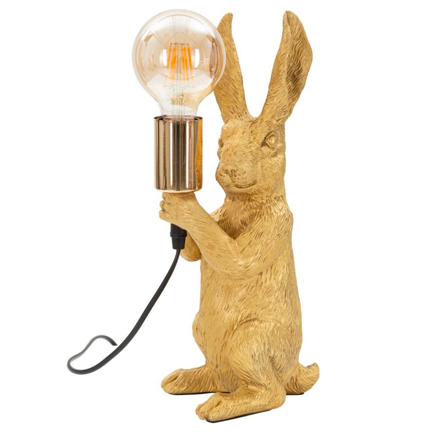 Lampada da Tavolo Coniglio Oro in Resina 13 x 17 x H35,5 cm
