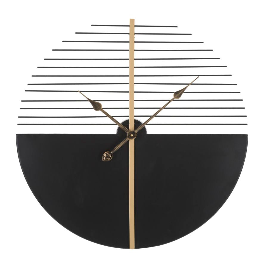 Orologio da Parete Rotondo in Metallo Nero Bianco e Oro Ø60 cm