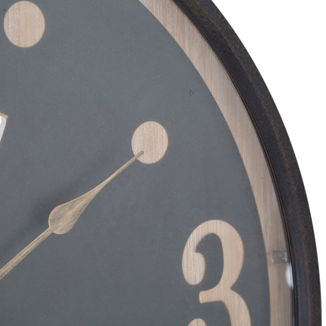 Orologio da Parete Industriale con Ingranaggi Nero e Marrone Ø67 cm