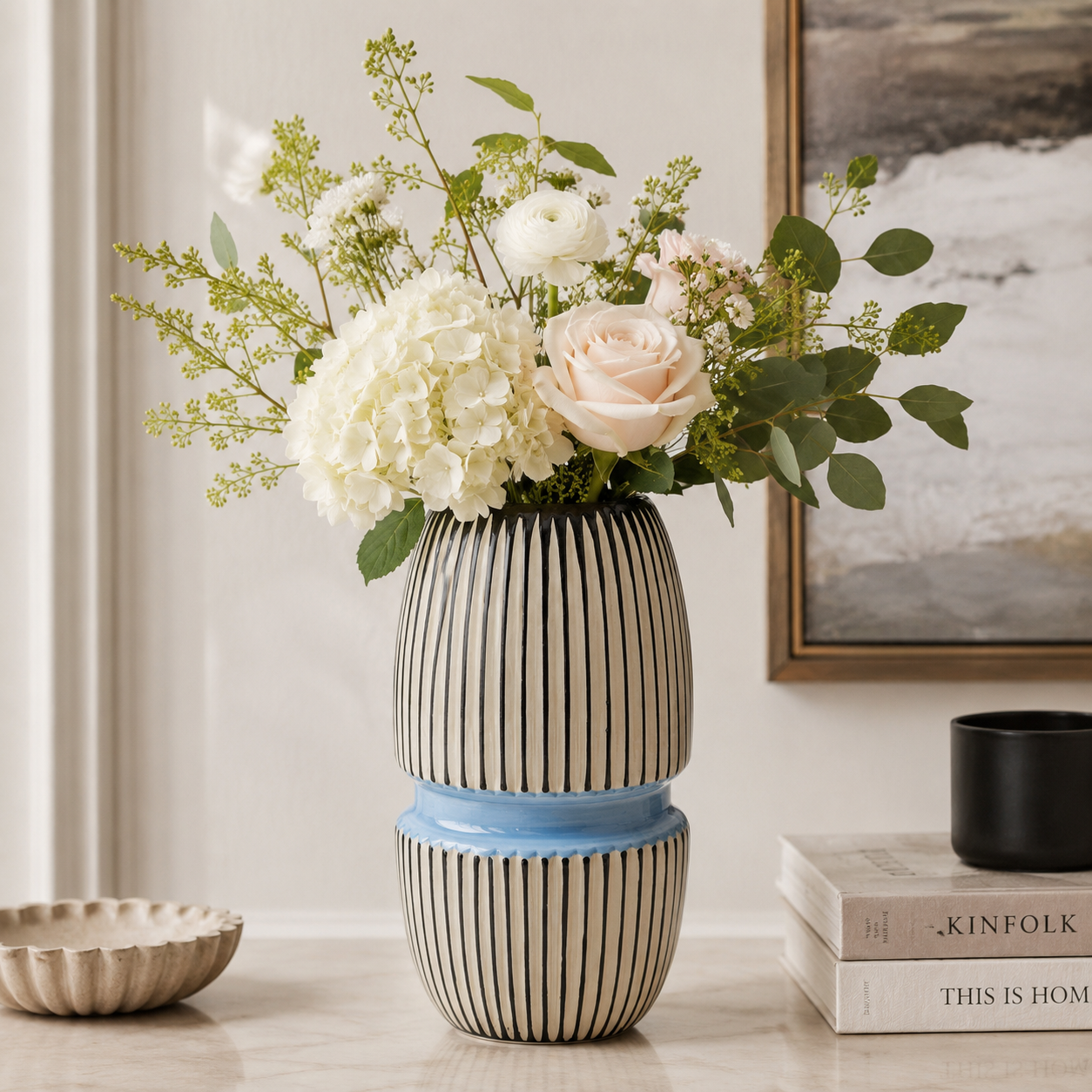 Vaso Decorativo Calabria Blu 31 cm in Porcellana