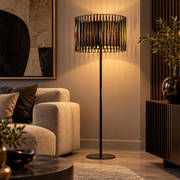 Lampada Piantana da Terra Harmony Nera H158 cm Paralume in Filo Metallico E27